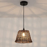 Luminaire Delhi, suspension rotin, 60 W, marron, ø29 x H25 cm