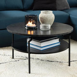 Furniture To Go Table Basse Ronde Goldington Noire avec Effet marbre