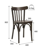 METRO Professional Chaise de Restaurant Bistrot en Hêtre, Finition Noyer Brun, Lot de 2