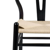 Chaise de salle à manger moderne Wishbone noir beige cadre en bois de hêtre massif meubles de style scandinave