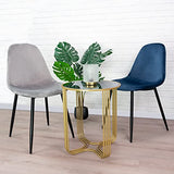 Vaukura Chaise de salle à manger en velours avec pieds noirs (bleu)