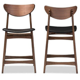 Baxton Studio Lot de 2 tabourets de comptoir rembourrés en similicuir de style scandinave latina, 61 cm, noir