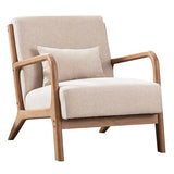 EBELLO Fauteuil de salon avec Cadre en Bois et Coussin, Beige