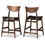 Baxton Studio Lot de 2 tabourets de comptoir rembourrés en similicuir de style scandinave latina, 61 cm, noir