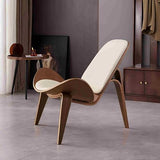 Homary Fauteuil Salon 1 Place, Chaise Coiffeuse pour Chambre en Cuir Doux, Base Tripode en Bois Noyer Design Moderne Siège Rembourré pour Salon Bureau Confort Élégant