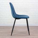 Vaukura Chaise de salle à manger en velours avec pieds noirs (bleu)