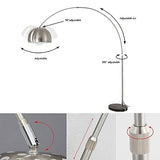 ACMHNC Lampadaire à Arc LED Salon, Lampadaire sur Pied LED Dimmable avec Télécommande, E27 Lampe arquée Moderne avec Interrupteur au Pied, Tête Orientable, Réglable en Hauteur