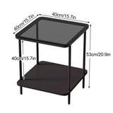 CMYCYDDPLY Table D'appoint À 2 Niveaux, Table Basse de Rangement, avec Verre Trempé, Économise de l'espace, Peut Être Utilisée comme Table Basse ou Table de Chevet