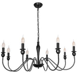 Lustre De Ferme Noir Mat Luminaire Plafond 8 Grands Lustres Industriels Rustiques Ø95cm Pour Salle À Manger Plafonnier Bougie Pour Salon Chambre Cuisine Îlot Foyer