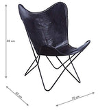 AUBRY GASPARD - Fauteuil Papillon Métal et Cuir de Buffle Noir - Finition Aniline - 75 x 87 x 86 cm - Livré Monté - Design Élégant pour Salon ou Bureau - Confort et Solidité
