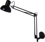 Applique murale industrielle noire à bras pivotant réglable à bras long, lampe en aluminium à double bras pliant for travail d'architecte, éclairage mural for chambre à coucher, lecture, salon, bureau