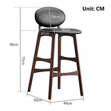 JUNNIU Tabourets de Bar en Bois Massif Simples et Modernes, Pieds en Noyer avec siège en PU, Chaise de Petit-déjeuner à Dossier, Hauteur d'assise 75 cm (Couleur: Noir) Decoration