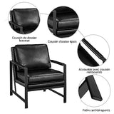 Yaheetech Fauteuil de Salon Moderne Fauteuil d'appoint Design avec Coussins Rembourrés Cadre en métal Fauteuil de Lecture Confortable Noir