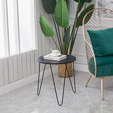 CAFIEDR Table Basse Table d'appoint Ronde Vintage, Panneaux de Particules laminés, métal, 60 cm x 60 cm x 56 cm