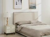Vente-unique-Tête de lit déhoussable 150 cm - Coton et Lin - Beige et Noir - CHESMA