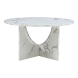 [en.casa] Table Basse de Salon avec Plateau Rond Table d'Appoint Style Intemporel Bout de Canapé pour Salle de Séjour Chambre Bureau Panneau de Particules 80 x 42 cm Effet Marbre Blanc