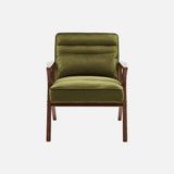 sweeek - Fauteuil scandinave Bois d'hévéa et Velours Kaki