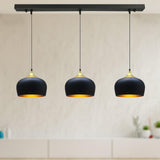 bamyum Lot de 3 Suspension Luminaire Moderne en Metal, Lustre Salle à Manger Ronde de 30 cm, Lustre Cuisine E27 en Métal, Plafonnier, Lampe pour Chambre, Salon, Couloir, Noir