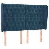 vidaXL Tête de Lit avec Oreilles Meuble de Chambre à Coucher Accessoire de Lit Double Tête de Cadre de Lit Bleu Foncé 163x23x118/128 cm Velours