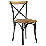 vidaXL Chaises à Dossier croisé Lot de 2 Noir Bois de manguier Solide