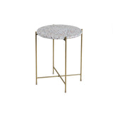 Table d'appoint Design Ronde en terrazzo et métal doré D40 cm Mezzo
