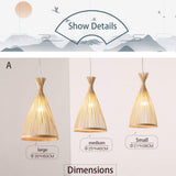 Suspension Bambou Créatif en Bambou Luminaire Asie du Sud-Est Lustre Forme de Cône Rotin Osier Tressé Nature lustre suspension réglable hauteur Suspension Luminaire Salon Restaurant café barre,A,20cm