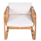 Casa Moro BIMA CF2221 Fauteuil en rotin avec 2 coussins et accoudoirs extra large en rotin naturel | Chaise rétro bohème chic pour jardin, terrasse, salle à manger