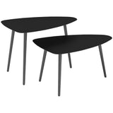 Outsunny Lot de 2 tables basses de balcon en acier - Résistantes aux intempéries - Design géométrique - Pour extérieur, jardin, terrasse, balcon - Noir
