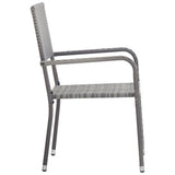 vidaXL Chaise à dîner de Jardin empilable Lot de 2 Gris résine tressée, Chaise à dîner d'extérieur, Chaise de Patio, Fauteuil de Jardin