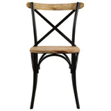 vidaXL 2X Bois Manguier Solide Chaise à Dossier Croisé Noir Chaise de Cuisine