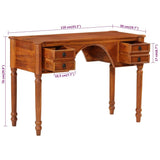 vidaXL Bureau avec Tiroirs, Table d'Écriture avec Poignée, Bureau d'Ordinateur avec Rangement, Décoration de Salon, Bois d'Acacia Solide
