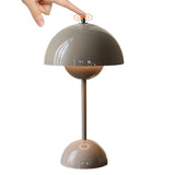 Lampe de table LED rouge foncé en forme de pot de fleurs – Lampe de bureau tactile sans fil à intensité variable avec batterie – 3 modes de luminosité – Lumière décorative rétro pour chambre à