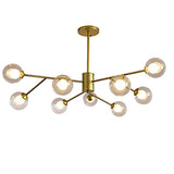 Moderne 9-lumières Or Spoutnik Lustre Unique Métal Chromé Industrielle Pendant Light Sphérique Verre Lampe De Plafond Pour Cuisine Évier Bar-Doré 9 têtes