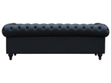 Habitat et Jardin - Canapé Chesterfield en Simili Aliza 3 Places Noir - Canapé Droit Capitonné Vintage - Design British - Pieds en Bois