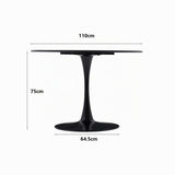GrandCA HOME Table de Salle à Manger Ronde Moderne Noir de 110 cm avec Piédestal Design Tulipe, Table de Loisirs Mid-Century pour Cuisine, Salle à Manger et Salon