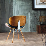 folkbury Chaise de Bureau Style Retro en Similicuir avec Pieds en Bois Finition Noyer (Noir)
