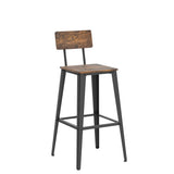 VASAGLE Tabouret Bar Industriel, Lot de 2, Chaise Bar Cuisine, avec Dossier, Cadre en Acier, Montage Facile, Style Industriel, Marron Rustique et Noir d'encre LBC078B01