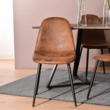 MEUBLE COSY Lot de 4 chaises de salle à manger Scandinave Fauteuil Salon Cuisine Pied Métal Noir Rétro Vintage en suédine Marron