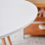 GrandCA HOME Table de Salle à Manger Ronde Moderne Blanche de 110 cm avec Piédestal Design Tulipe, Table de Loisirs Mid-Century pour Cuisine, Salle à Manger et Salon