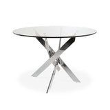 INTENSE DECO Table Ronde en Verre et Pied chromé Sofia