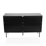 hjh LIVING Buffet 6 tiroirs KARBY S 120x40x75 cm, Commode à tiroirs Style Industriel, Beaucoup d'espace de Rangement, Noir