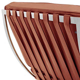 Furnwise Fauteuil de salon moderne en cuir avec cadre en acier inoxydable poli (cognac)