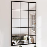vidaXL Miroir Mural Miroir de Maquillage Miroir de Coiffeuse Miroir de Courtoisie Salle de Bain Maison Intérieur Noir 100x60 cm Métal