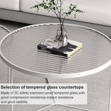 WENNEWU Table Basse De Salon Moderne, Table De Canapé De Luxe LéGèRe Et Moderne, Table Basse en Verre Ronde, Ensemble Gigogne De 2, pour Table Centrale De Salon,Blanc,80+60cm