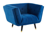 Vente-unique - Fauteuil Samantha II en Velours - Bleu Nuit