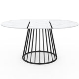 IDMarket - Table à Manger Extensible Ronde Yuna 4-8 Personnes Plateau Effet marbre Blanc Alaska et Noir 110-150 cm