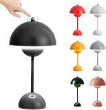 Starnearby Lampe de Table LED Pot de Fleurs, Lampe de Chevet Rechargeable Sans Fil, Lampe Champignon Tactile Dimmable avec 3 Modes de Luminosité, Lampe de Bureau Décorative Rétro