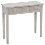 Atmosphera - Console Charme Bois Blanchi, L 80 x H 76 cm, 2 Tiroirs, Style Romantique - Meuble d'Appoint pour Entrée, Chambre, Salon