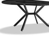 FRANKYSTAR Marui - Table à manger ovale en bois et métal avec pied central Ashi 180x100 cm - noir mat