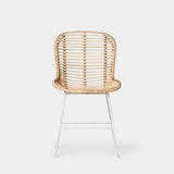 KLAST Lot de 2 Chaises de Salle à Manger en Rotin Naturel avec Pieds Blancs, Design Artisanal, Résistant et Durable, avec des Variations Uniques de Couleur
